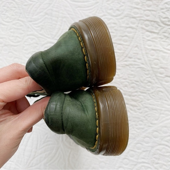 Vintage Dr. Martens Kids' Two Tone Leather Low Top Oxfords, Green / Black - Picture 6 of 8